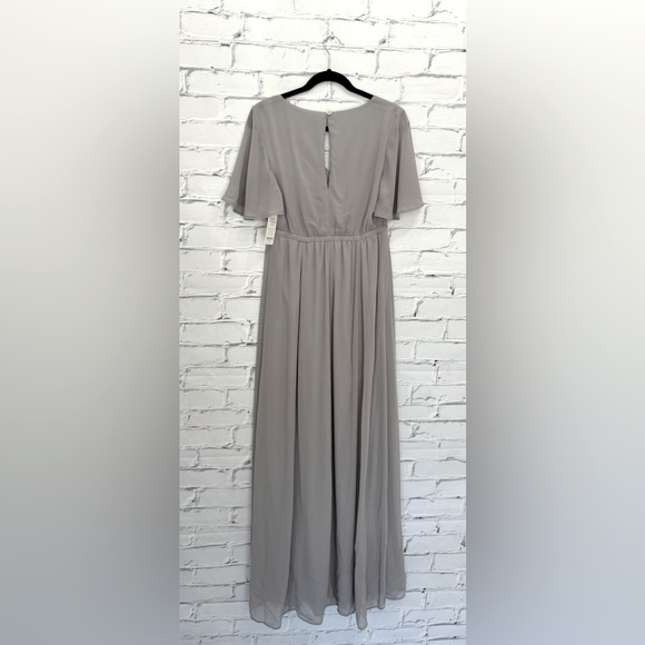 Show me your MUMU Emily Empire Maxi Dress in Dove Grey Chiffon - Picture 7 of 8